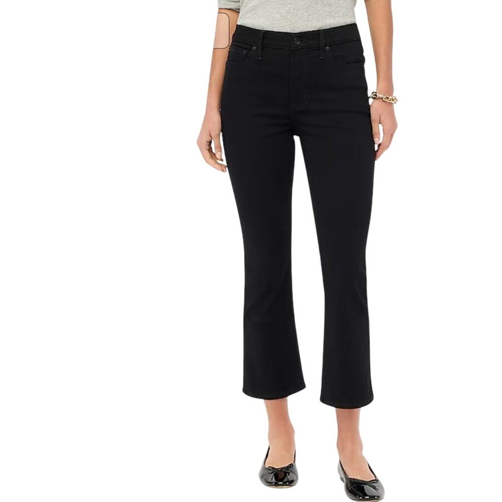 NWT J. Crew Flare Crop Black‎ Jean in All-Day Stretch Size 24